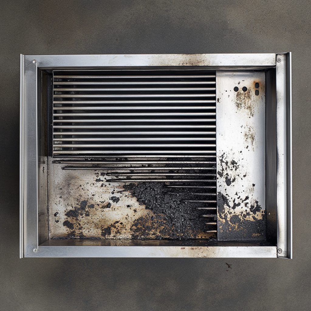 Grill being cleaned